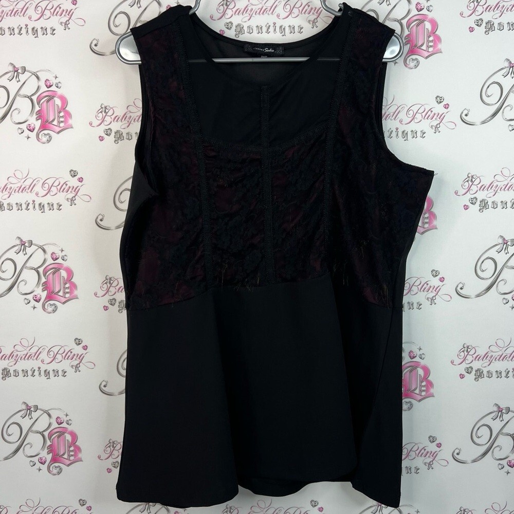 Sloane & Sadie tank top bustier style lace Lacie Elegant Black Lace Top